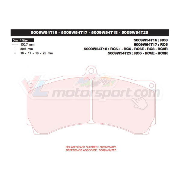 CL Brakes 5009W54T18 Jeu de plaquettes de frein