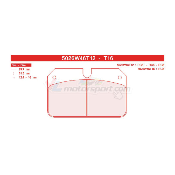 CL Brakes 5026W46T12 Juego de pastillas de freno