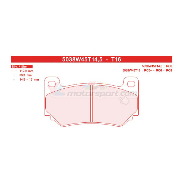 CL Brakes 5038W45T16 Juego de pastillas de freno