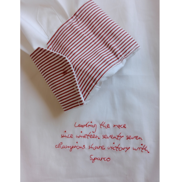 Chemise habillée Sparco 77 manches longues blanc/rouge